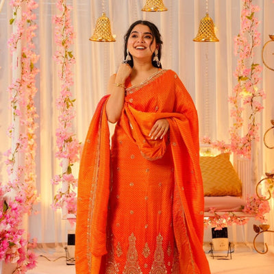 Saffron silk heavy suit set