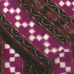 Bright Magenta Box Design Sambalpuri Ikat Cotton Fabric