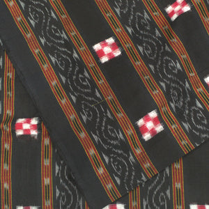 Black Pasapali Motif Odisha Ikat Sambalpuri Cotton Fabric