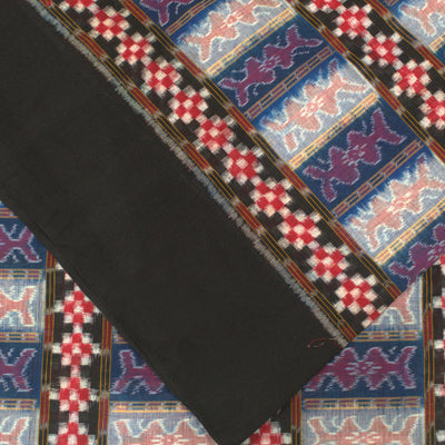 Black Red Pasapali Theme Sambalpuri Ikat Cotton Fabric