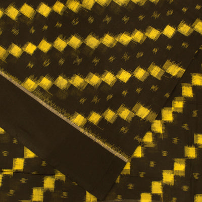 Black Yellow Tipa Design Sambalpuri Ikat Cotton Fabric