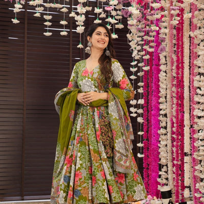 Garden green cotton Angrakha set