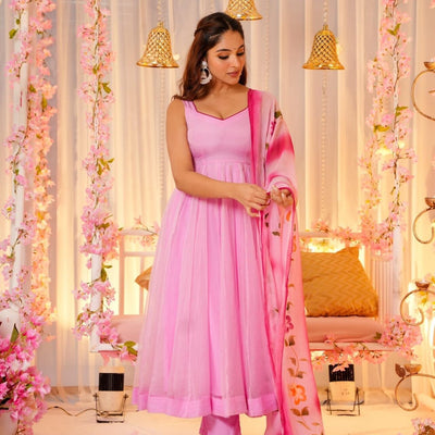 Petal pink organza suit set