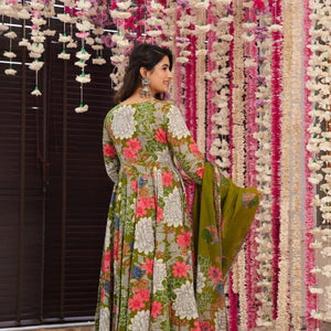 Garden green cotton Angrakha set