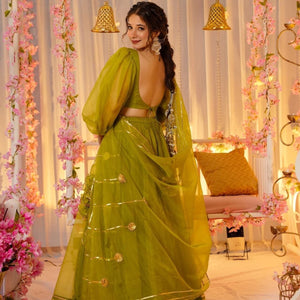 Green amethyst elegance lehenga set