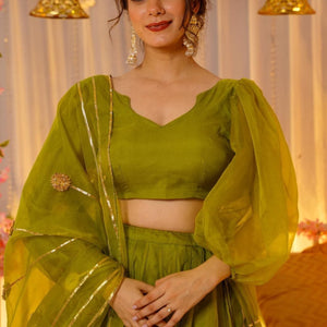 Green amethyst elegance lehenga set