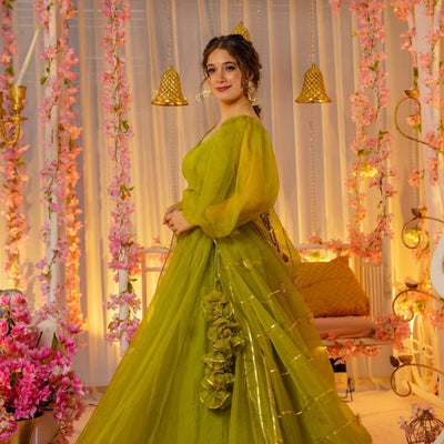 Green amethyst elegance lehenga set