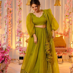 Green amethyst elegance lehenga set