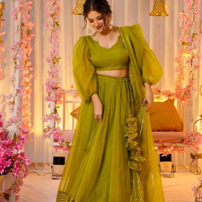 Green amethyst elegance lehenga set