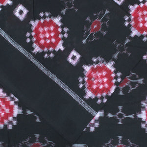 Black With Red  Pasapalli Theme Sambalpuri Ikat Cotton Fabric