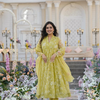 Faded yellow organza suit set