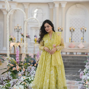 Faded yellow organza suit set
