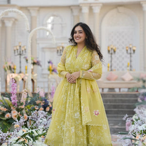 Faded yellow organza suit set