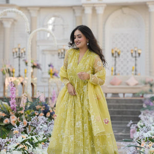 Faded yellow organza suit set