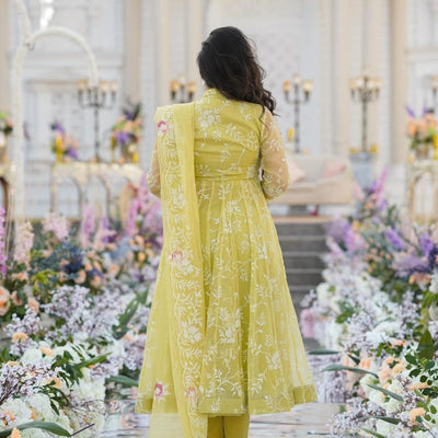 Faded yellow organza suit set