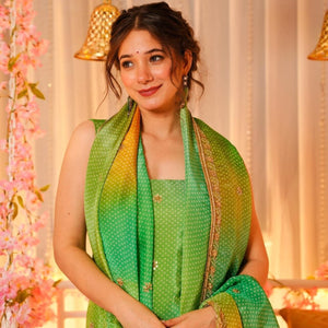 Slate green silk suit set
