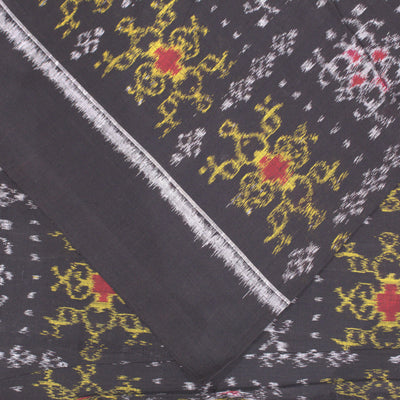 Black Tribal Jhoti Design Sambalpuri Cotton Fabric