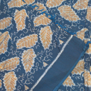 Sky Blue Leaf Design Sambalpuri Ikat Cotton Fabric