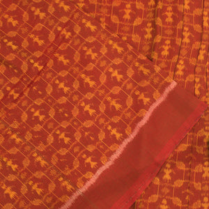 Reddish Orange Tribal Sambalpuri Ikat Cotton Fabric