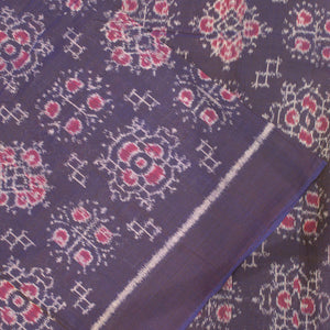 Black Tribal Jhoti Design Sambalpuri Ikat Cotton Fabric