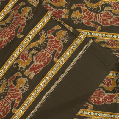 Black Nartaki With Fish Motif Sambalpuri Ikat Cotton Fabric
