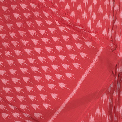 Red Mushroom Theme Sambalpuri Ikat Cotton Fabric