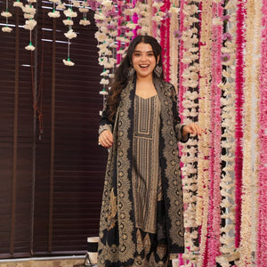 Starry black muslin suit set