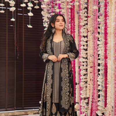 Starry black muslin suit set