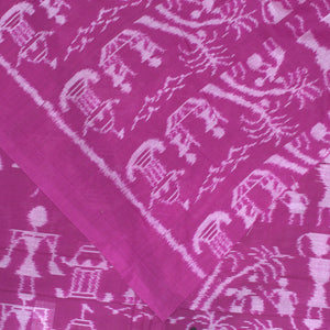Purple Tribal Themed Odisha Handloom Cotton Ikat Fabric