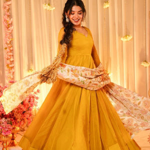 Mustard Hues Organza maxi set