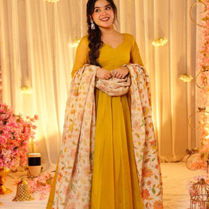 Mustard Hues Organza maxi set