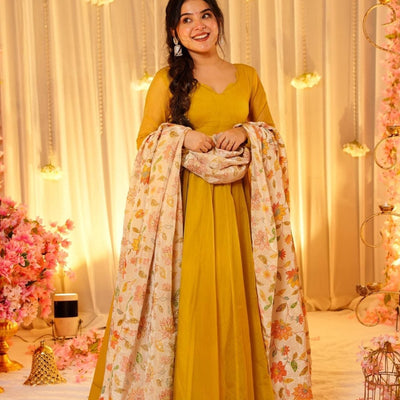 Mustard Hues Organza maxi set