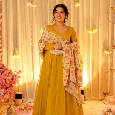 Mustard Hues Organza maxi set