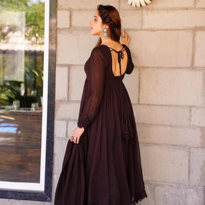 Tahira brown georgette suit set