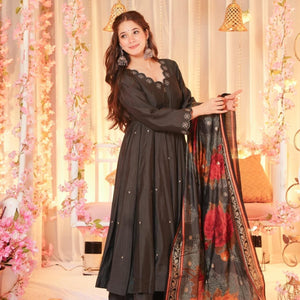 Charcoal Veil muslin suit set