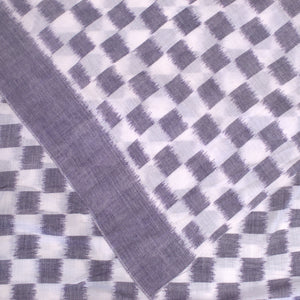 Black White Sambalpuri Ikat Cotton Fabric