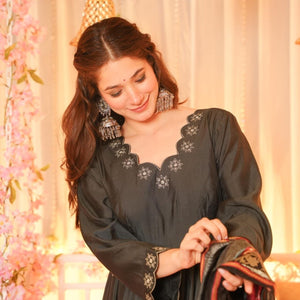 Charcoal Veil muslin suit set