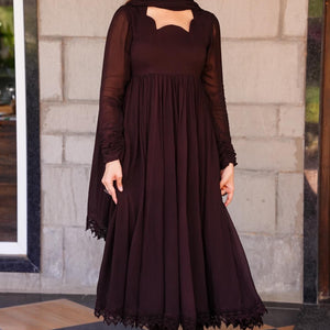 Tahira brown georgette suit set