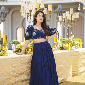 Marshall blue crepe Croptop-skirt