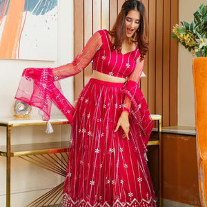 parisha pink net lehenga choli set