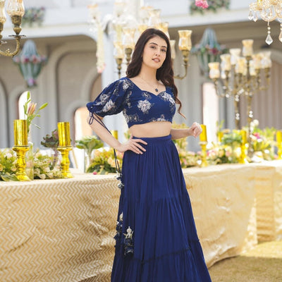 Marshall blue crepe Croptop-skirt