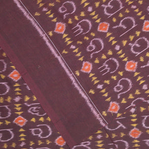Deep Maroon Odia Barnamala Sambalpuri Cotton Fabric