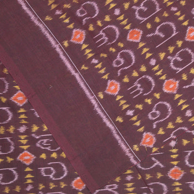 Deep Maroon Odia Barnamala Sambalpuri Cotton Fabric