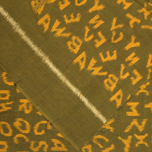Mehndi Green English Alphabet Sambalpuri Cotton Fabric