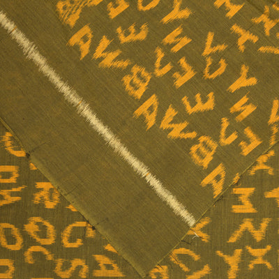 Mehndi Green English Alphabet Sambalpuri Cotton Fabric