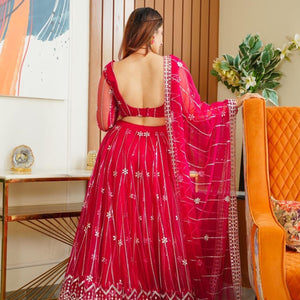parisha pink net lehenga choli set