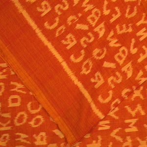Golden Orange English Alphabet Sambalpuri Cotton Fabric