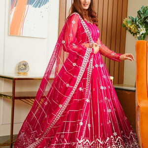 parisha pink net lehenga choli set