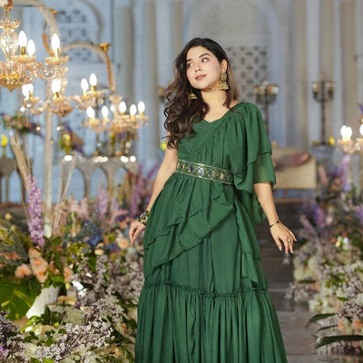 Savannah green Chiffon saree