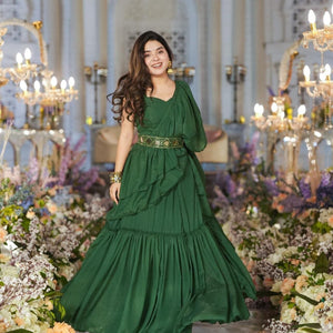 Savannah green Chiffon saree